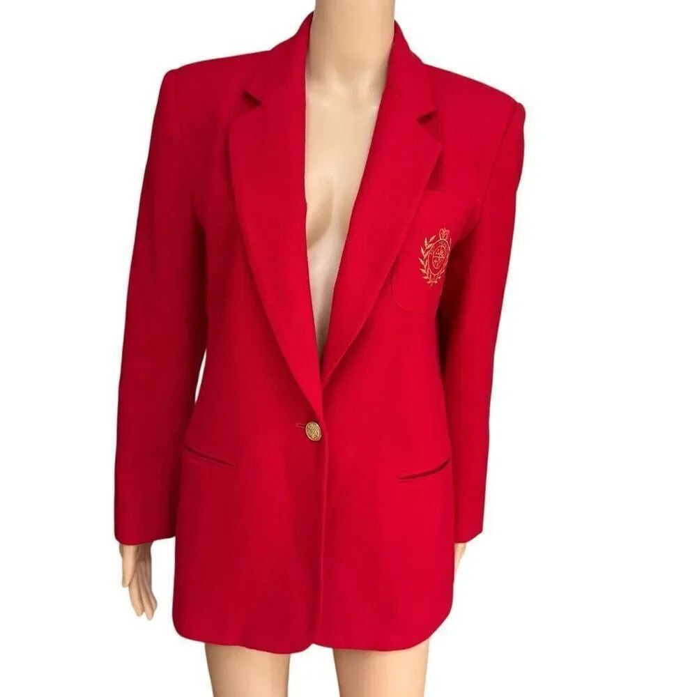Herman Geist vintageโ100% pure Wool blazer red size 4 preppy